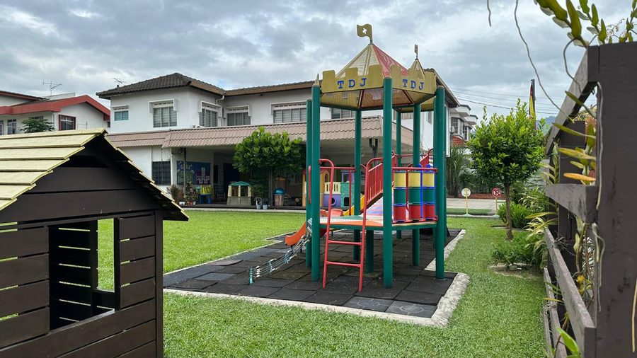 Castle-themed playground slide at Tadika Desa Jaya