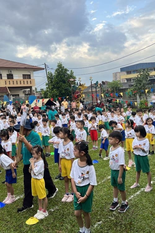Children lined up during Sports Day at Tadika Desa Jaya